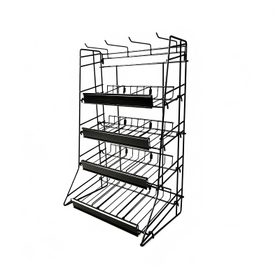 Supermarket hardware store drainage display products: folding promotion cage+multi-layer front desk promotion rack